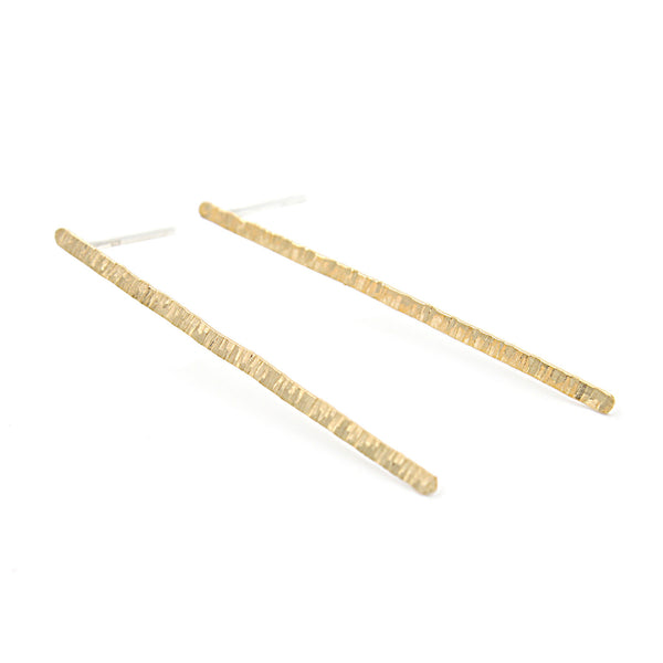 Hammered Bar Long Stud Earrings