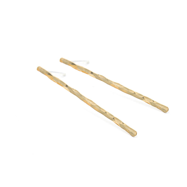 Hammered Bar Long Stud Earrings