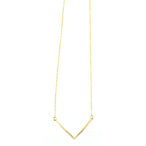 Gold Hammered Bar Necklace