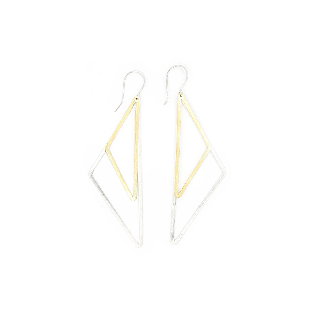 Shape Earrings: Double Half Diamond Shape Earrings: Double Half Diamond