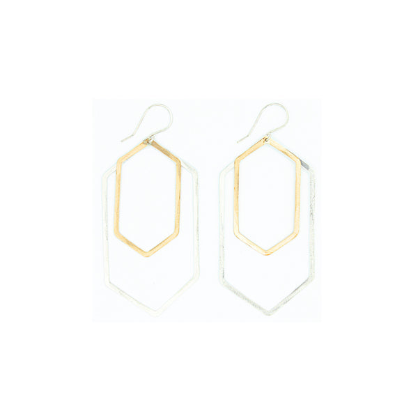 Shape Earrings: Double Extended Hexagon
