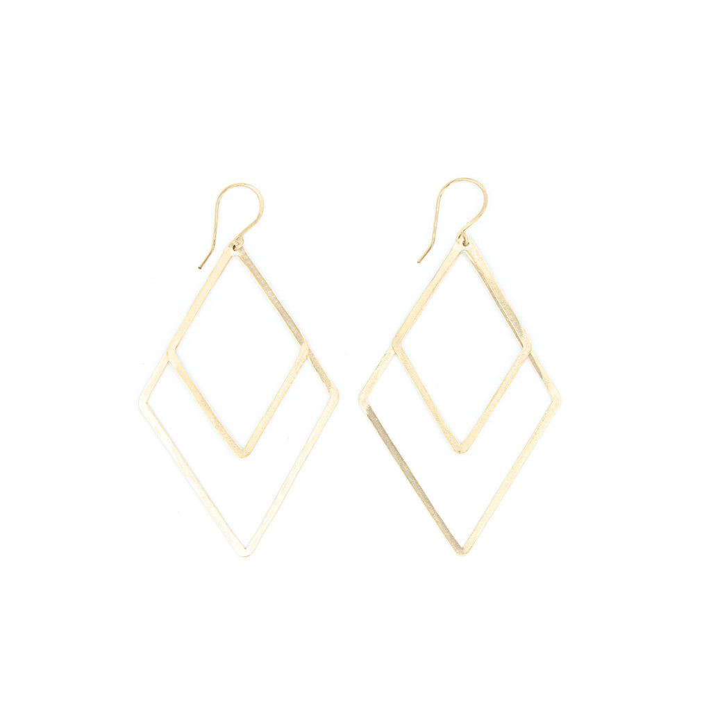 Shape Earrings: Double Thin Diamond Shape Earrings: Double Thin Diamond