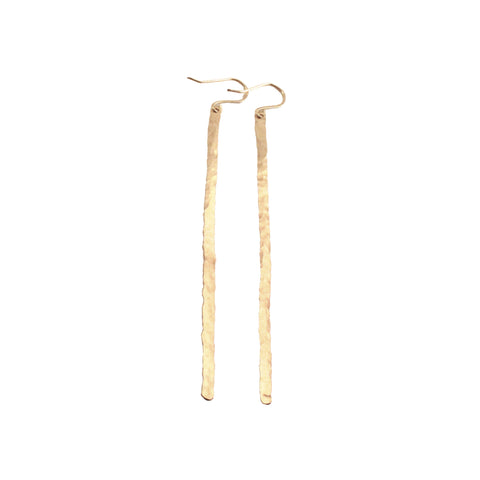 Hammered Bar Long Stud Earrings