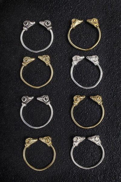 Twisted Horn Rams Head Rings