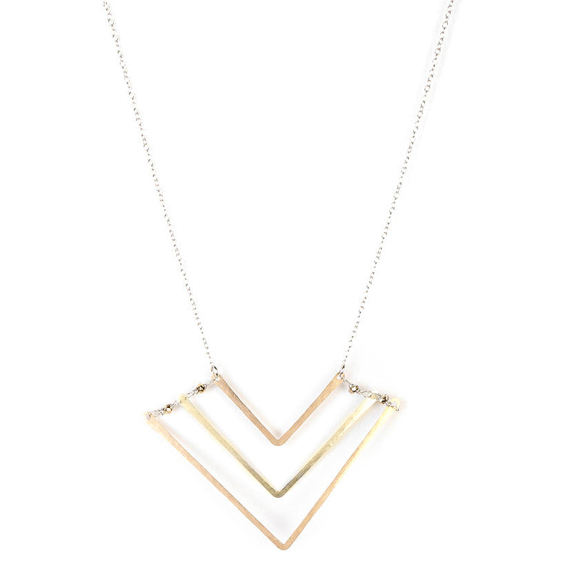 Chevron Necklace, Triple with Pyrite Chevron Necklace, Triple with Pyrite