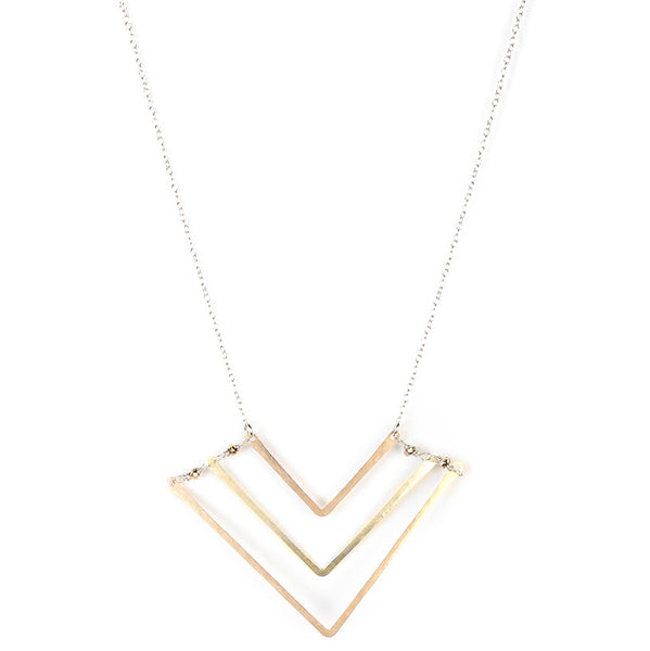 Chevron Necklace, Triple with Pyrite
