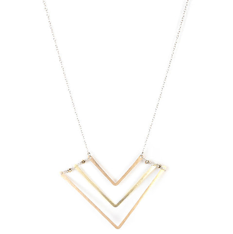 Chevron Necklace, Triple with Pyrite