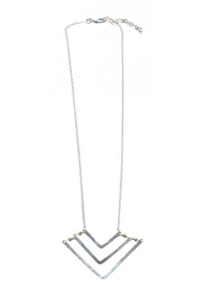 Chevron Necklace, Triple with Pyrite