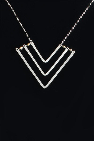 Chevron Necklace, Triple with Pyrite