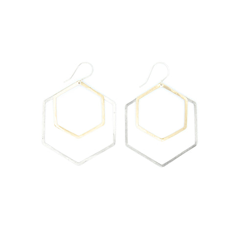 Shape Earrings: Double Hexagon